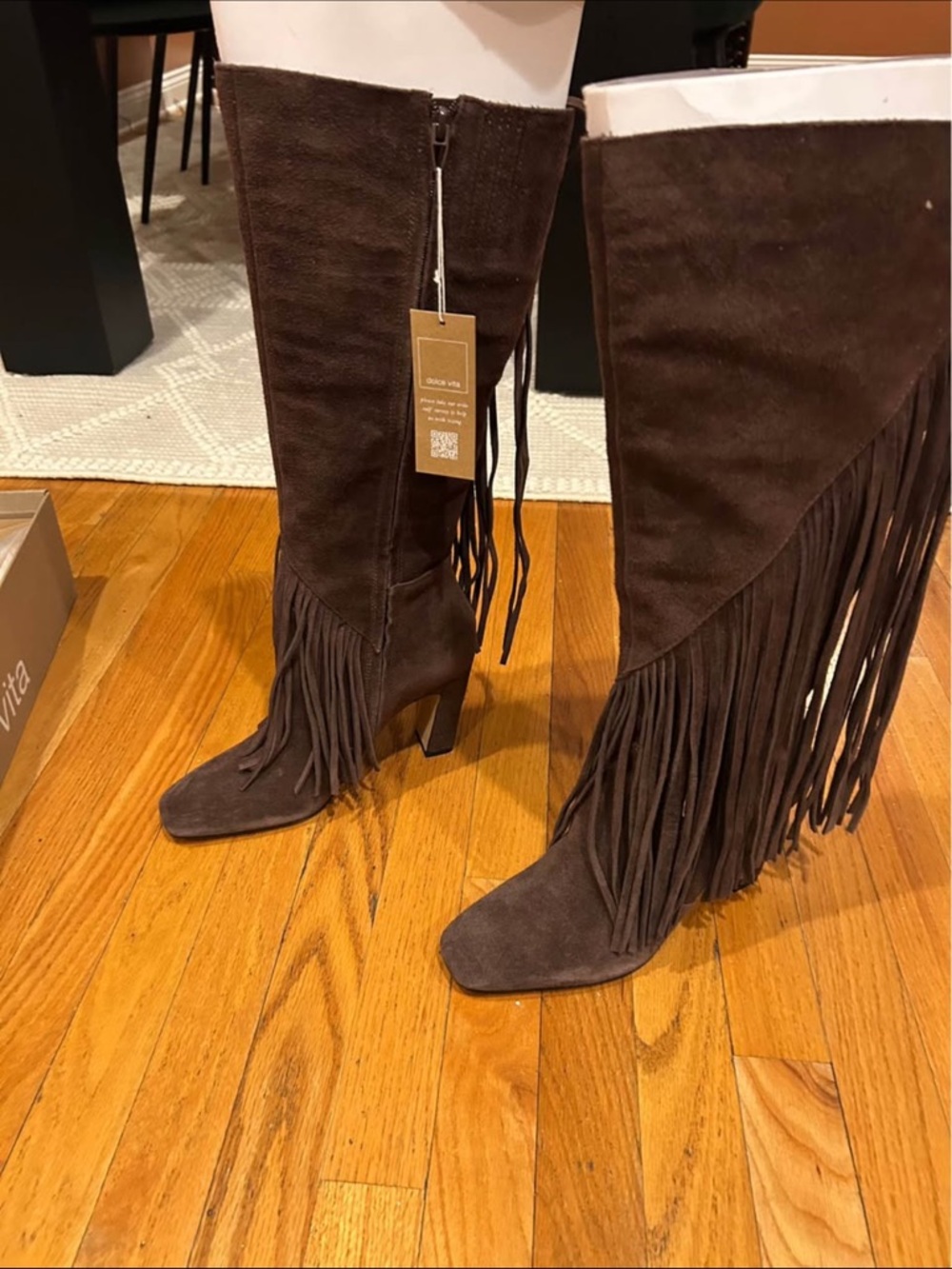 Dolce Vita Dark Brown Suede Over-the-Knee Fringe Boots - Picture 2 of 3